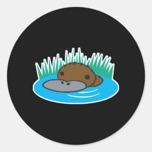 cute peeking platypus classic round sticker