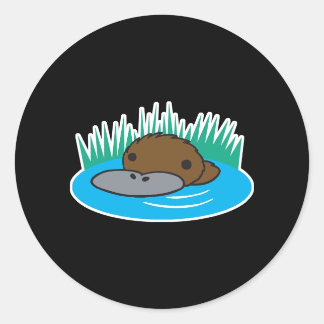 cute peeking platypus classic round sticker (Front)