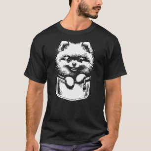 Cute Peeking Pomeranian Dog Graphic Design T-Shirt