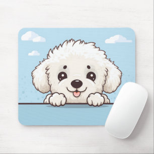 Cute Peeking Poodle Mouse Mat