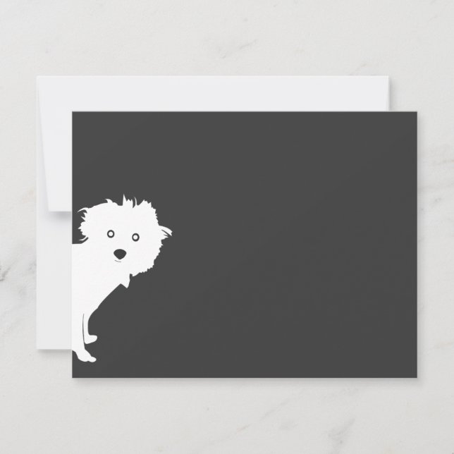 Cute Peeking Pup Flat Notecard (Front)