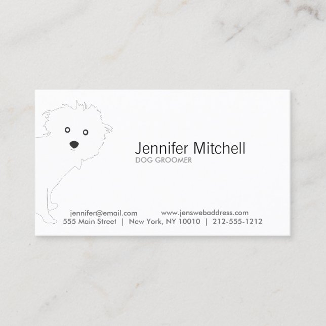 Cute Peeking Pup White Business Card (Front)