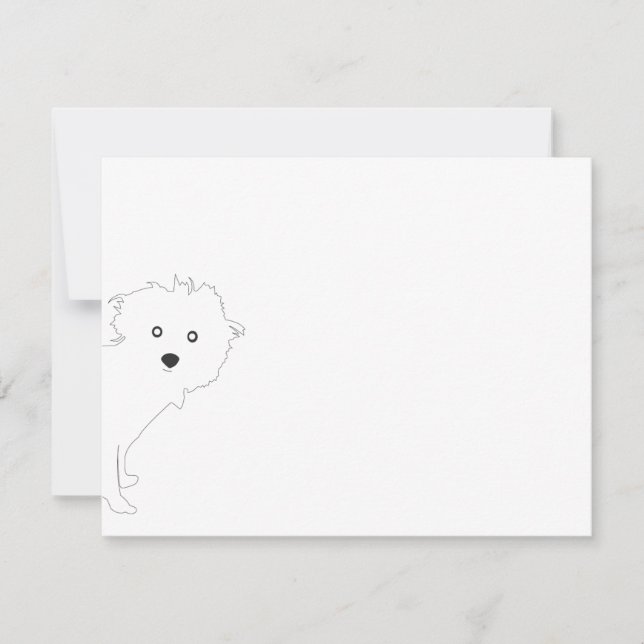 Cute Peeking Pup White Flat Notecard (Front)