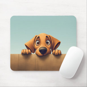 Cute Peeking Rhodesian Ridgeback Dog Mouse Mat