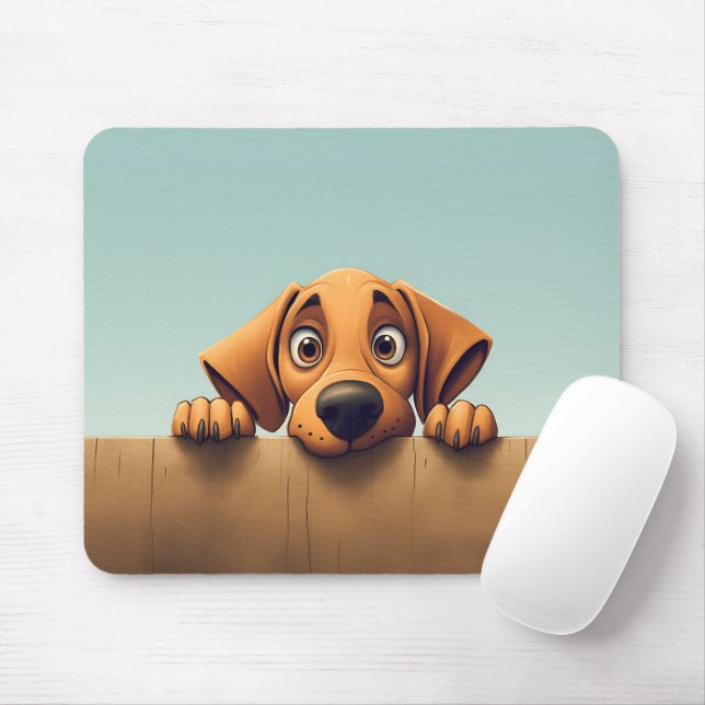 Cute Peeking Rhodesian Ridgeback Dog Mouse Mat (With Mouse)