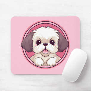 Cute Peeking Shih Tzu Dog Mouse Mat