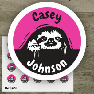 Cute Peeking Sloth Back to School Name Label