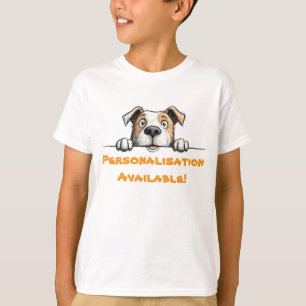 Cute Peeking Staffy Dog Staffordshire Bull Terrier T-Shirt