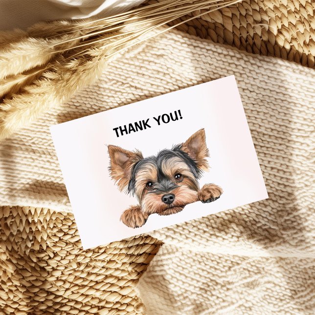 Cute peeking yorkie  thank you card (Creator Uploaded)