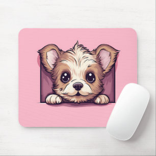 Cute Peeking Yorkshire Terrier Dog Mouse Mat