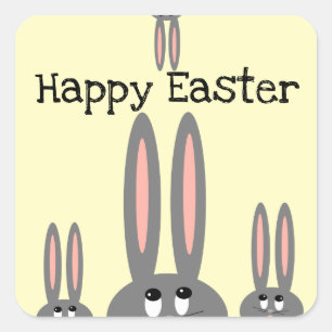 Cute Peeping Bunnies Happy Easter Stickers