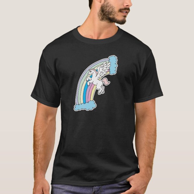 cute pegasus and rainbow design T-Shirt (Front)