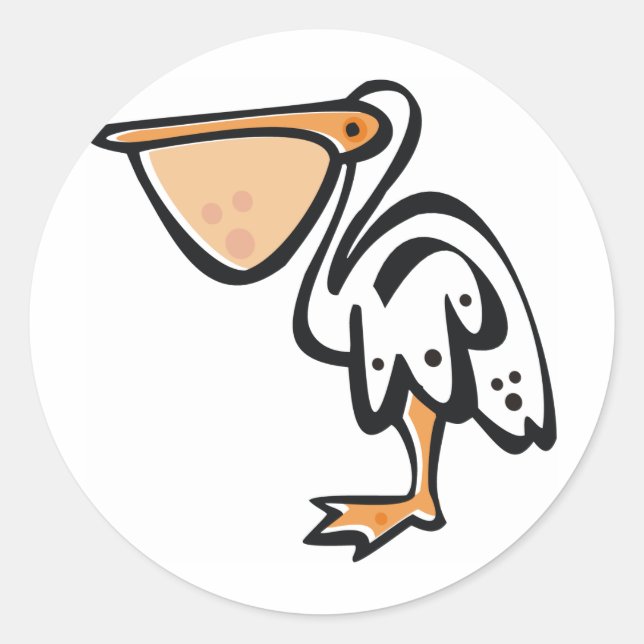 Cute Pelican Classic Round Sticker (Front)