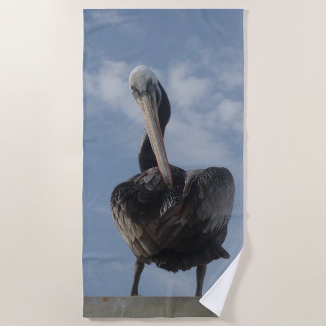Cute Pelican from Peru Beach Towel (Front)