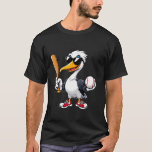 Cute Pelican Playing Baseball Animal Lovers Men Wo T-Shirt