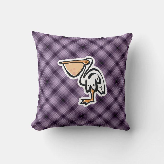 Cute Pelican; Purple Cushion (Front)