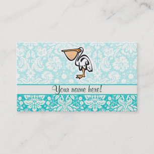 Cute Pelican; Teal Business Card