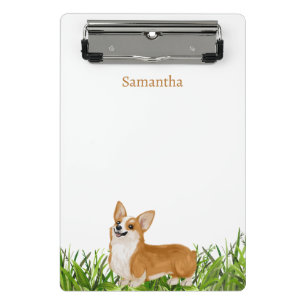 Cute Pembroke Corgi Dog Monogram Name Mini Clipboard