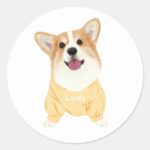 Cute Pembroke Corgi Puppy Cartoon Dog Lover Classic Round Sticker