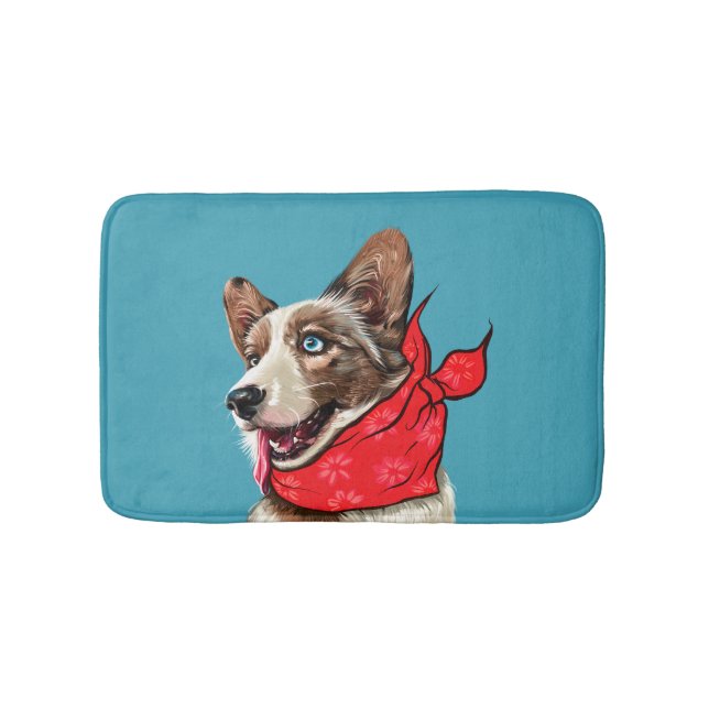 Cute Pembroke Welsh Corgi Bath Mat (Front)