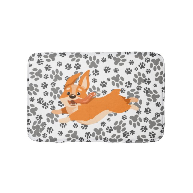 Cute Pembroke Welsh Corgi Bath Mat (Front)