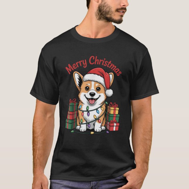 Cute Pembroke Welsh Corgi Christmas Funny Dog Love T-Shirt (Front)