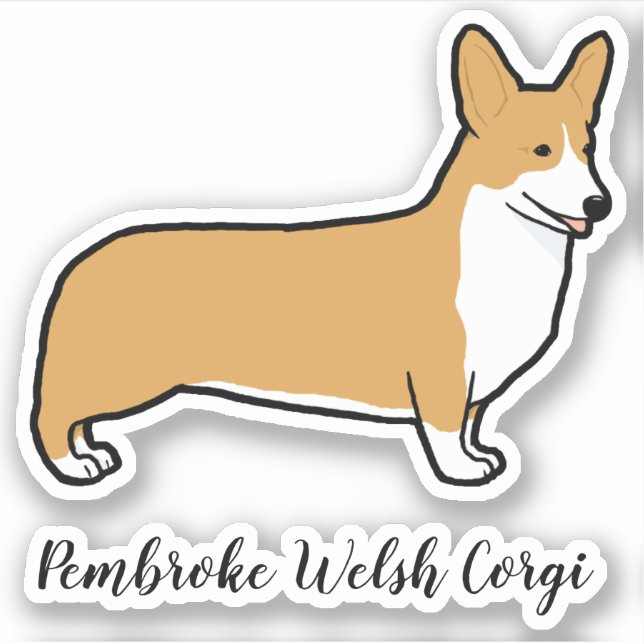 Cute Pembroke Welsh Corgi Dog Breed Vinyl Sticker (Front)