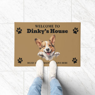 Cute Pembroke Welsh Corgi Dog Photo Doormat