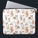 Cute Pembroke Welsh Corgi Dog Watercolor Pattern Laptop Sleeve<br><div class="desc">Featuring adorable pattern of cute corgis! Add your name for a personalised touch. Add your custom wording to this design by using the "Edit this design template" boxes on the right hand side of the item, or click the blue "Customise it" button to arrange the text, change the fonts and...</div>
