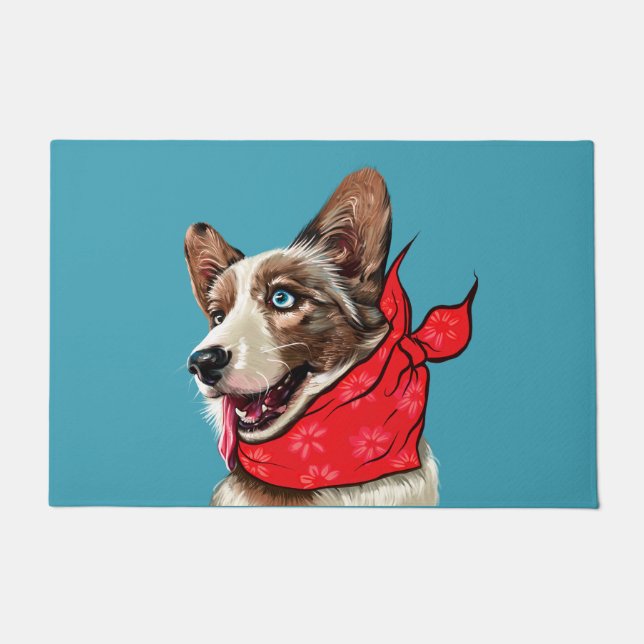 Cute Pembroke Welsh Corgi Doormat (Front)