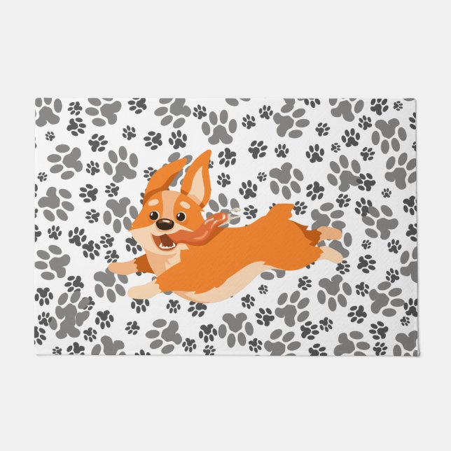 Cute Pembroke Welsh Corgi Doormat (Front)