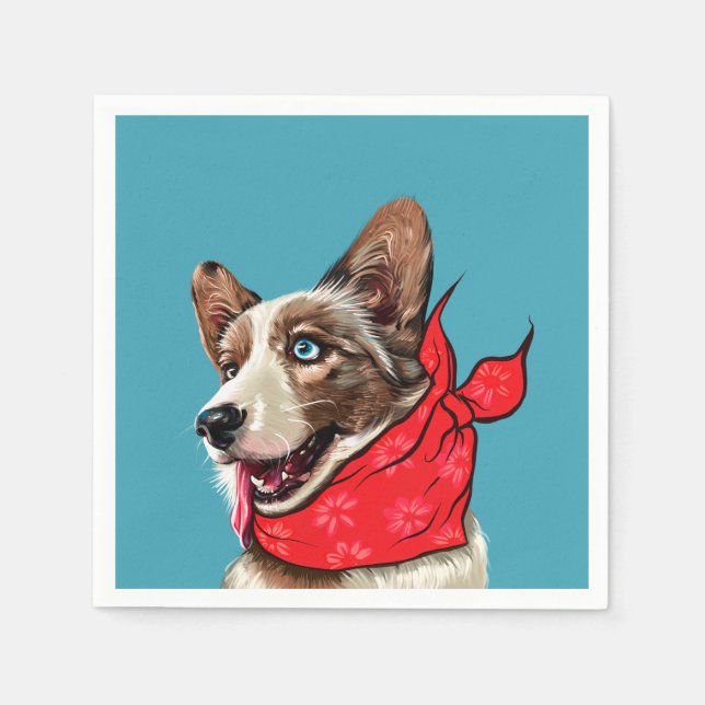Cute Pembroke Welsh Corgi Napkin (Front)