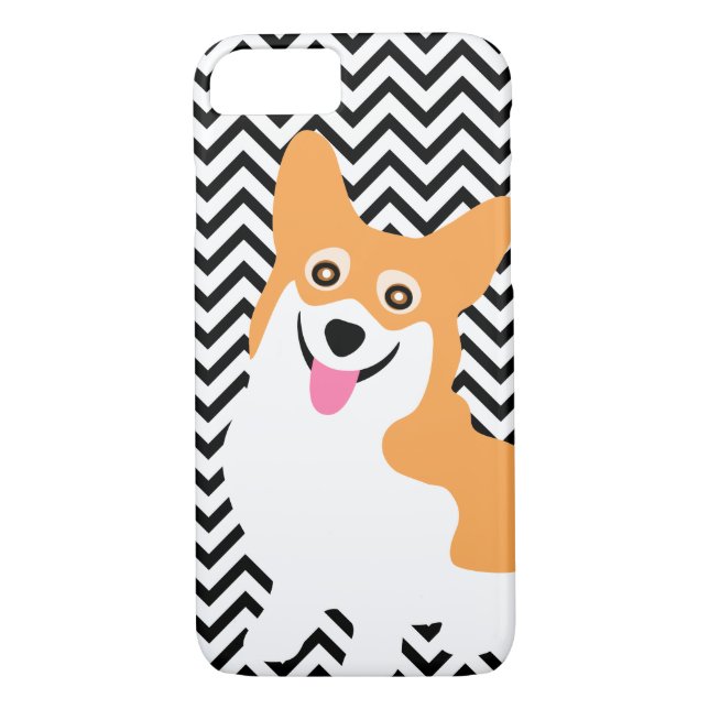 Cute Pembroke Welsh Corgi Puppy Chevron Case-Mate iPhone Case (Back)