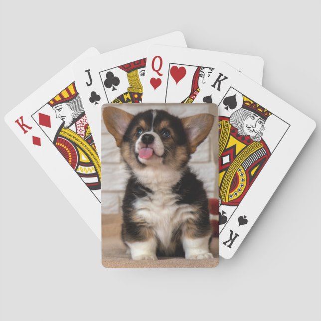Cute Pembroke Welsh Corgi Puppy Dog Playing Cards (Back)