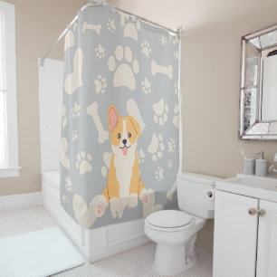 Cute Pembroke Welsh Corgi Shower Curtain