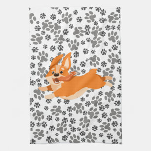 Cute Pembroke Welsh Corgi Tea Towel