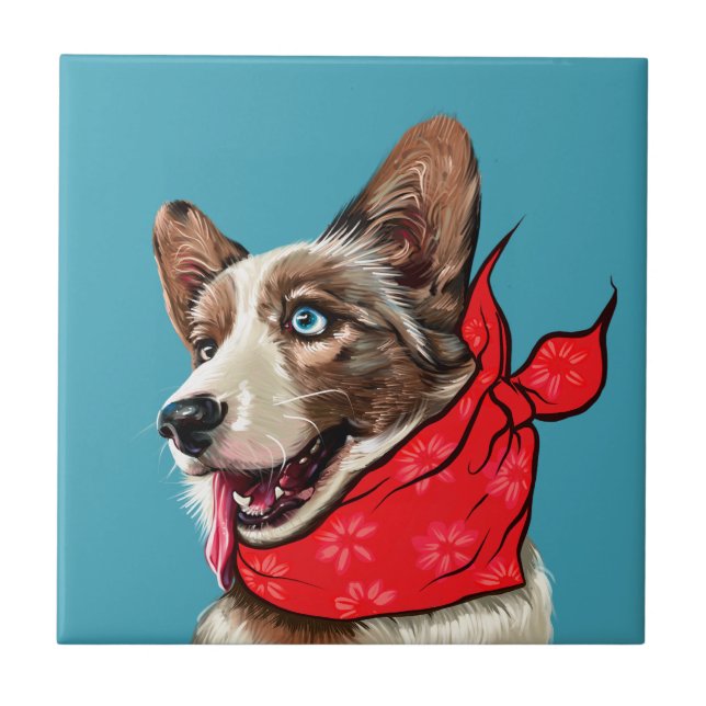 Cute Pembroke Welsh Corgi Tile (Front)