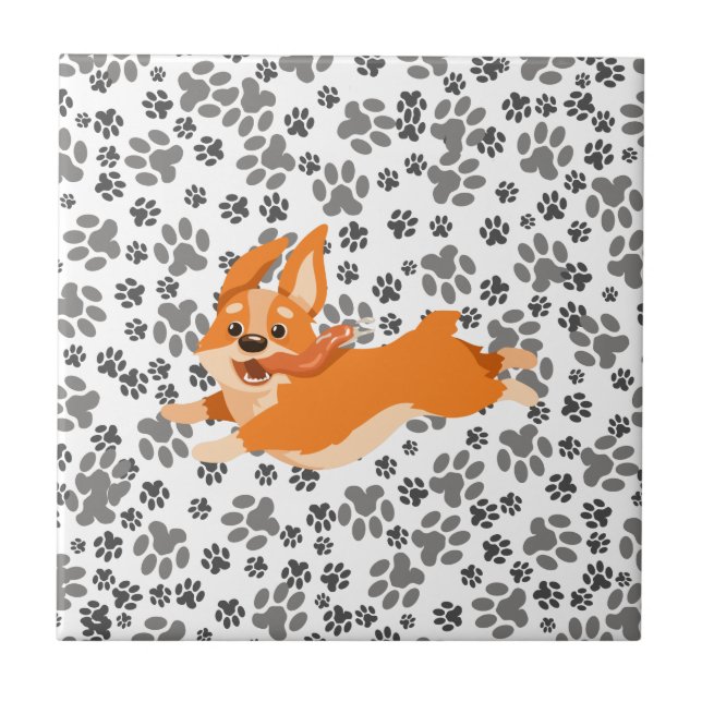Cute Pembroke Welsh Corgi Tile (Front)