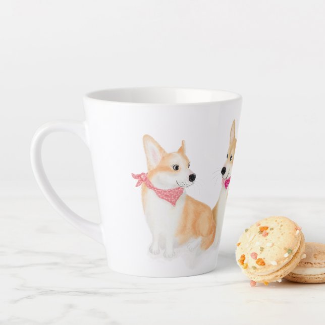 Cute Pembroke Welsh corgis latte mug (In Situ)