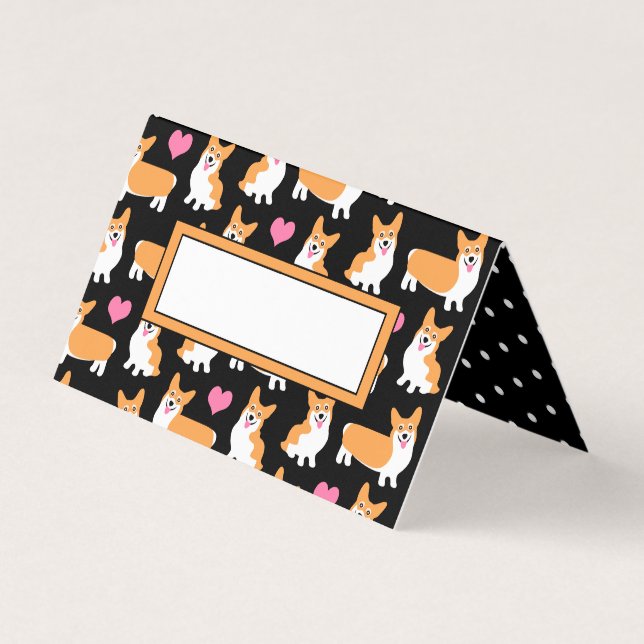 Cute Pembroke Welsh Corgis Table Place Setting Bus Business Card (Front)