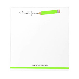 Cute Pencil A Note From Teacher Personalised