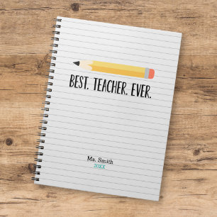 Cute Pencil Best Teacher Ever Journal Notebook