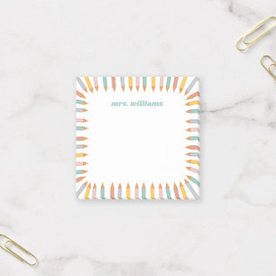 Cute Pencil Border Custom Name Teacher Gift Post-it Notes