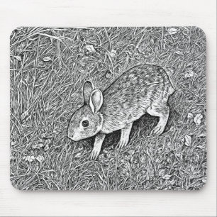 Cute pencil sketch bunny  mouse mat