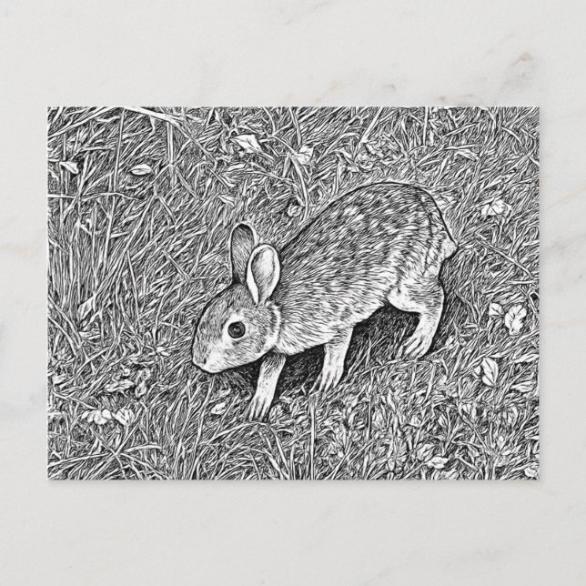 Cute pencil sketch bunny  postcard (Front)