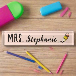Cute Pencil Teacher Name Back To School  Nameplate