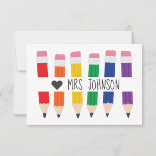 Cute Pencil Teacher Personalzied Thank You Card