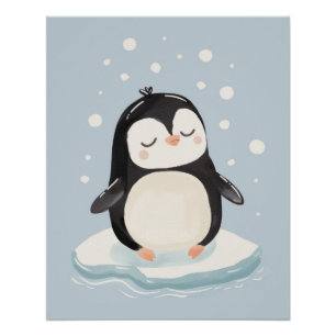 Cute Pengin Print, Nursery Wall Art, Kids Room Poster