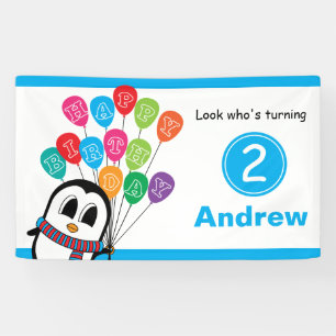 Cute Penguin 3' x 5' Birthday Banner
