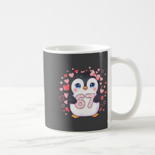 Cute Penguin 67 Six Seven Valentine Hearts 6 7 Mem Coffee Mug